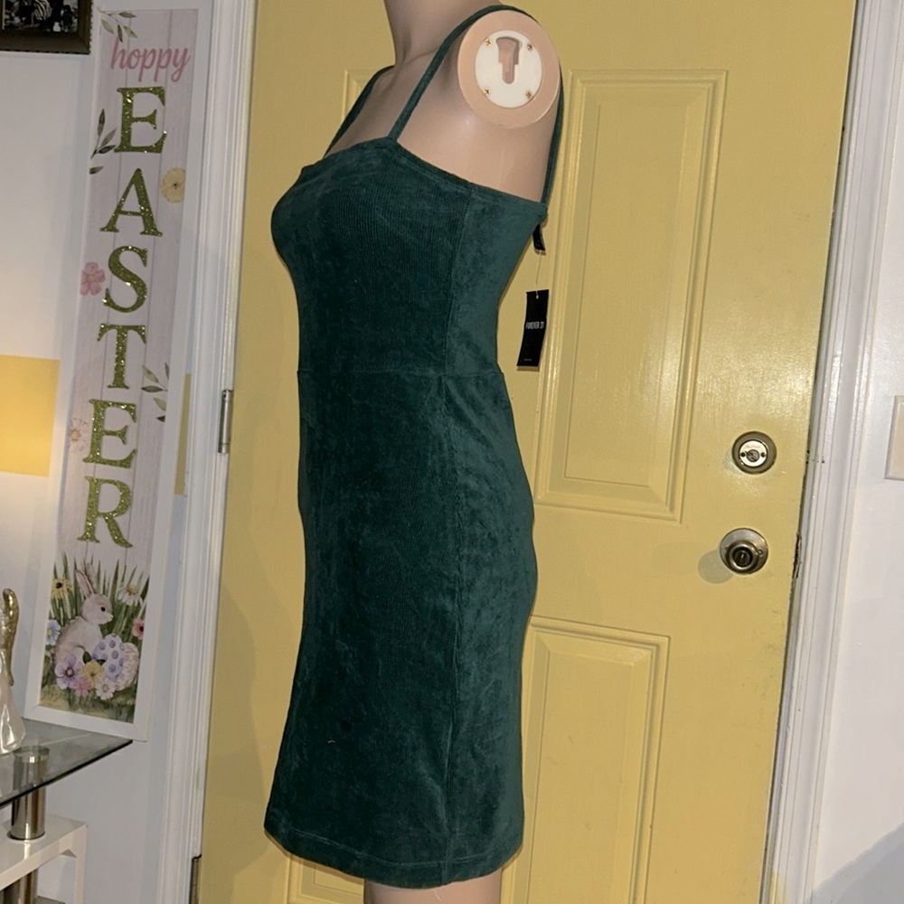 Forever 21 Mini knit hunter green dress size medium only $10